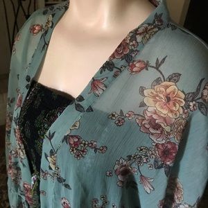 Sheer blue floral kimono 💙